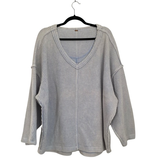 Free People Easy V Pullover Sweater Sweatshirt Beach Top Size Small - Picture 3 of 11